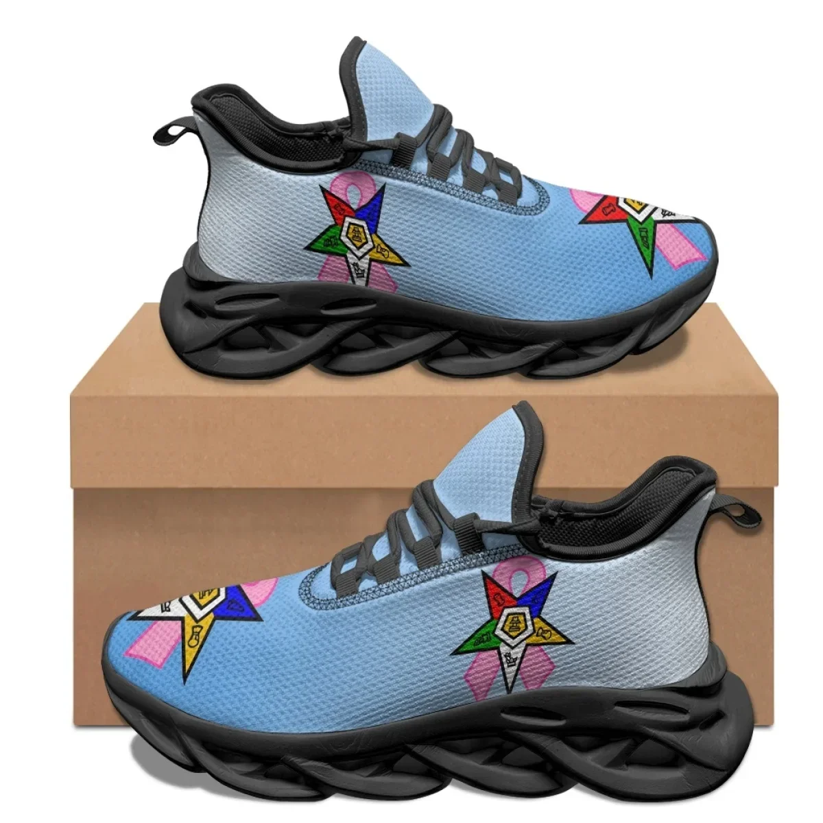 Summer Sneakersfor Women Hot Greek Sorority Order Of The Eastern Star Print Outdoor Sports Lace Up Running Shoes Vulcanized Shoe