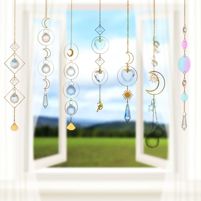 Attrape-soleil en métal et cristal, prisme arc-en-ciel suspendu, carillon  en cristal, pour fenêtre, décoration de jardin extérieur - AliExpress
