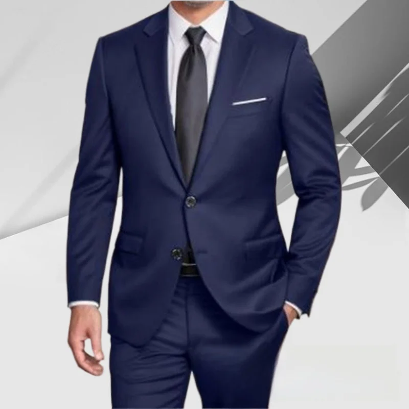 Men's Slim Fit Two-Piece Suit Set Casual Business Formal Wedding Groomsmen High-End Sensation Polyester Fashion Urban - 3