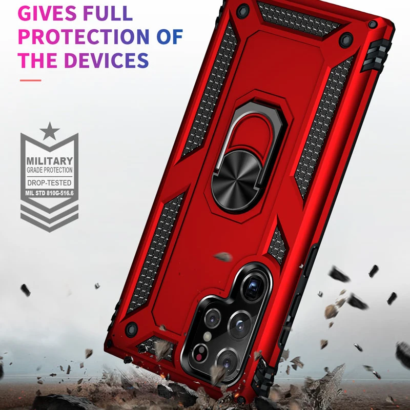 Shockproof Phone Case With Metal Ring Kickstand For Samsung Galaxy_voghion.com