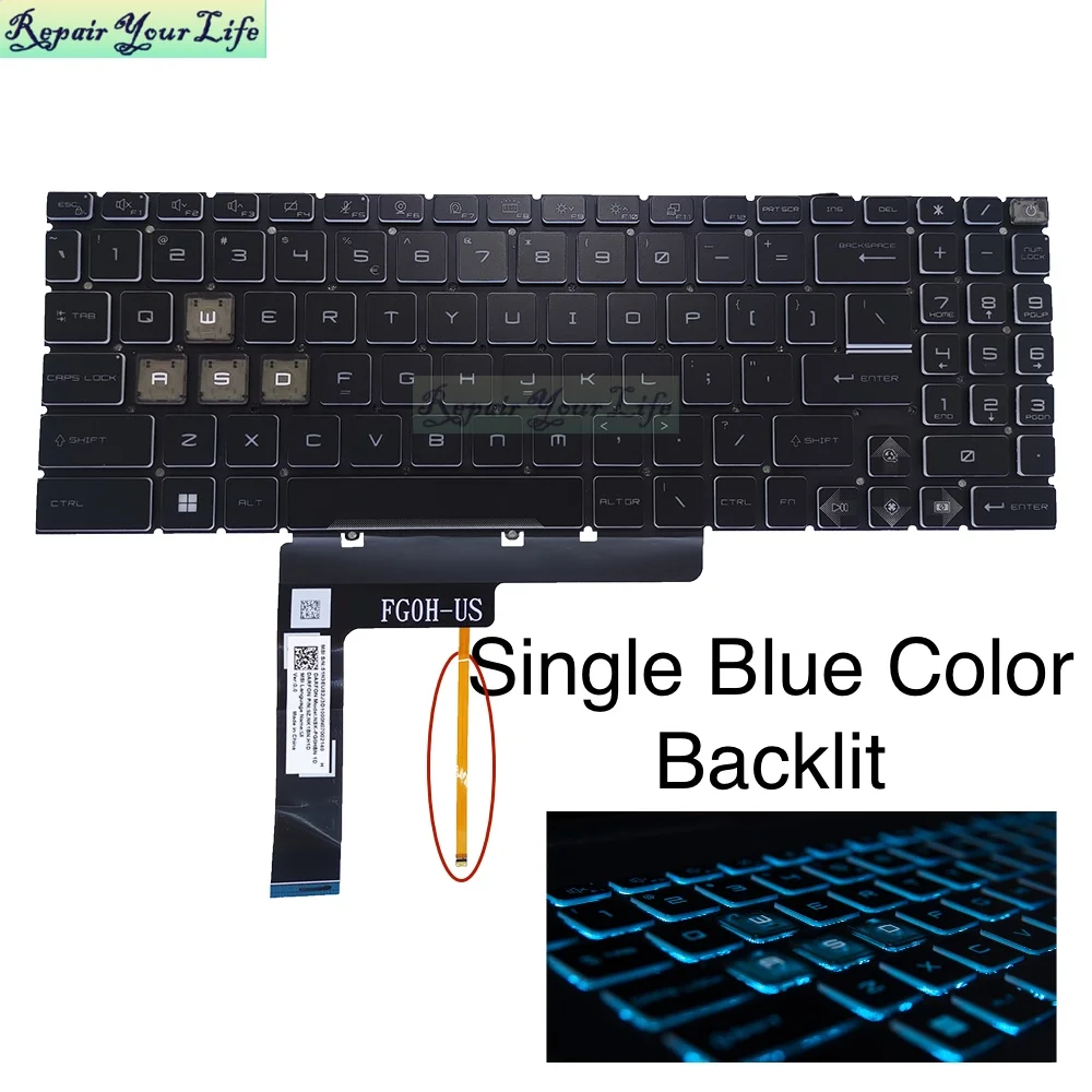 Teclado Retroiluminado dos Eua para Laptop de Jogos Inglês por Tecla Retroiluminação Rgb Msi Cyborg 15 A12u A12v A12udx A12vf A12ve A12vek A13vf Novo - Imagem 2