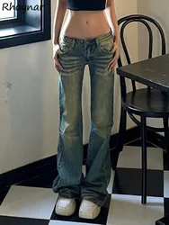 Low Waist Jeans Women Streetwear Vintage Ulzzang Leisure Hip Hop Personality Denim Mopping Trousers Harajuku American Style Chic