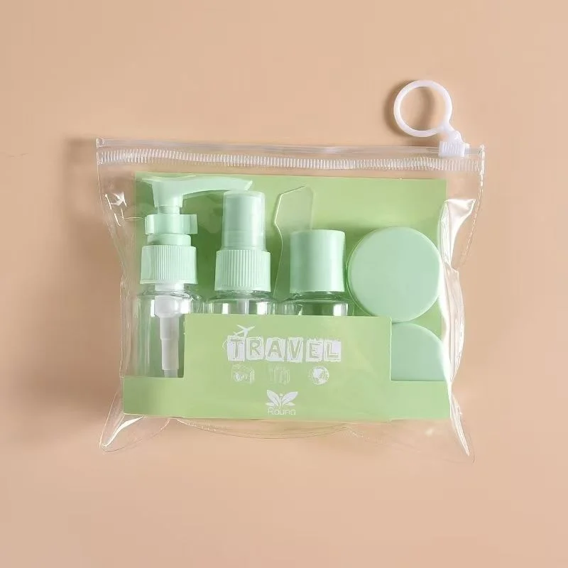 Compact Leak-Proof Travel Toiletry Bottle Set with Clear Zipper Bag, 6-Piece Refillable Collection