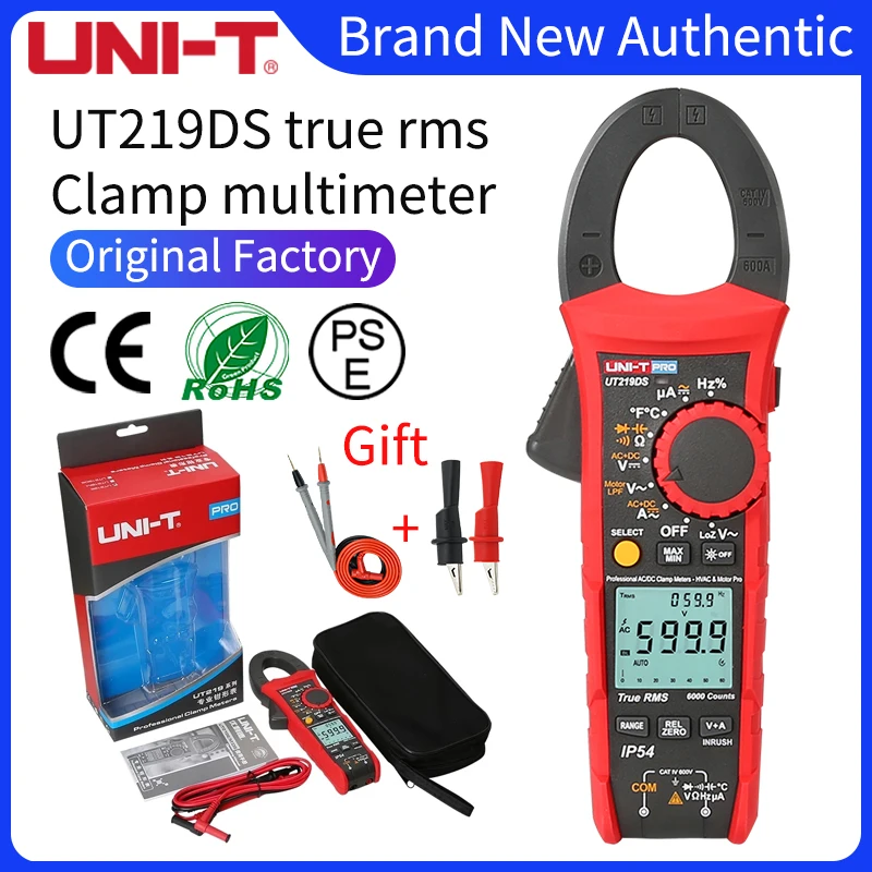 

UNI-T Профессиональные Цифровые токоизмерительные клещи 1000V AC DC UT219 серии True RMS Авто Мощность 3х фазный двигатель последовательности Тесты пусковой