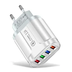 Universal Quick Charge 3.1 USB Wall Charger with 4 Ports - White - EU Plug