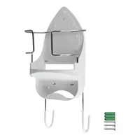 Iron Board Hanger Wall Mount Electric Iron Holder Iron and Ironing Board Storage Organizer Shelf with Removable Hooks -2 1