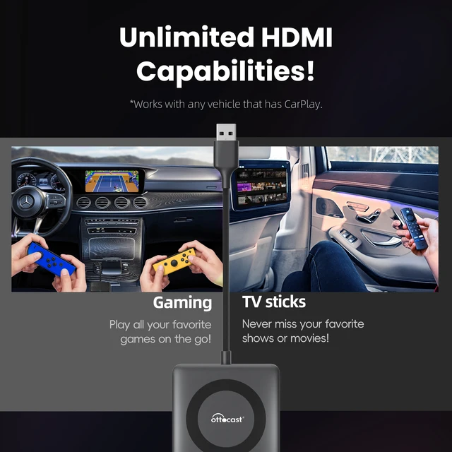 Adattatore Wireless CarPlay OTTOCAST TV Mate Pro - Per Intrattenimento Auto
