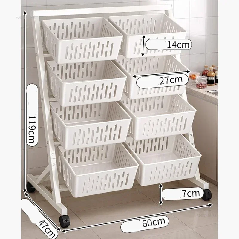 Creative Carbon Steel Trolley for Kitchen Household Floor Trolley Cart with Wheels European Light Luxury Hand Cart for Balcony H