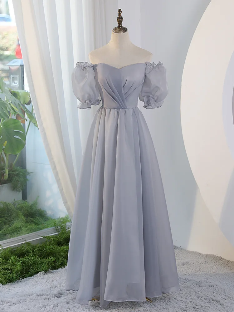 Bridesmaid Bubble Dresses Grey Bubble Sleeve Bridesmaid