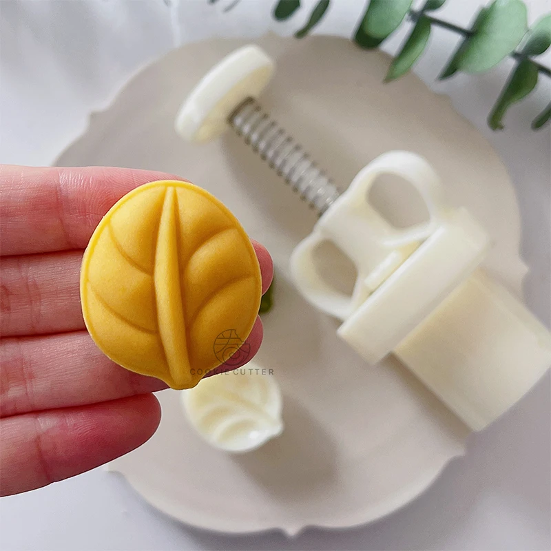 월병 과자 잎 모양의 3D 월병 금형 20g/50g, 손 압력 퐁당 과자 DIY 베이킹 도구 장식 도구
