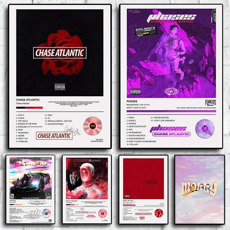 

Pop Rapper Music Album Cover Chase Atlantic Poster Aesthetic Hip Hop Rock Beauty In Death Canva Print Wall Art Room Living Decor