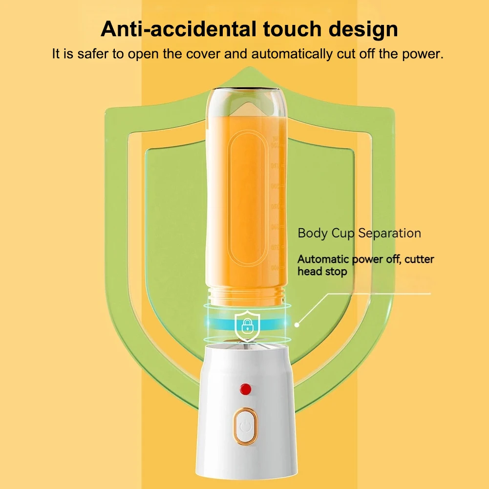 Juice Blender Fruit Juicer Juice Maker Blender 500ML Portable Electric Blender 40W USB Rechargeable Cordless Juicer High Powerful for Smoothie Milkshake Juice Food