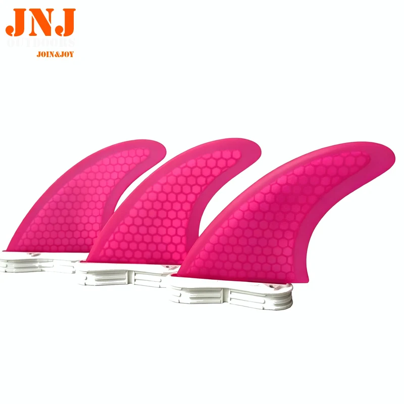 JNJ FCS II Pink Surfboard Fins - Fiberglass & Honeycomb Thruster Set