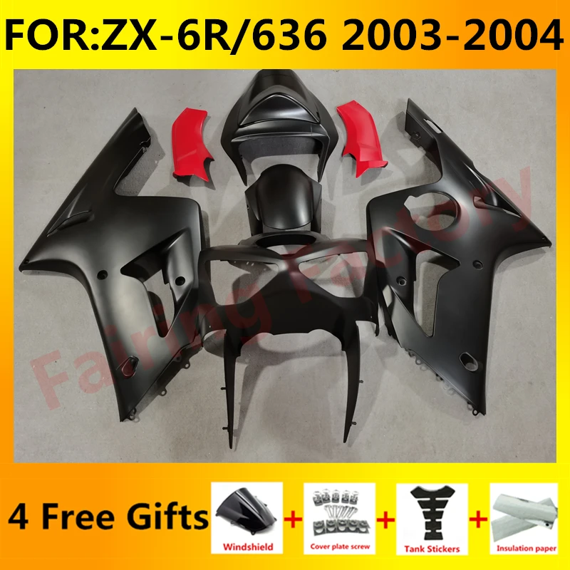 

Обтекатели для мотоцикла, набор обтекателей для Ninja ZX-6R 2003 2004 ZX6R zx 6r 636 03 04, цвет матовый черный