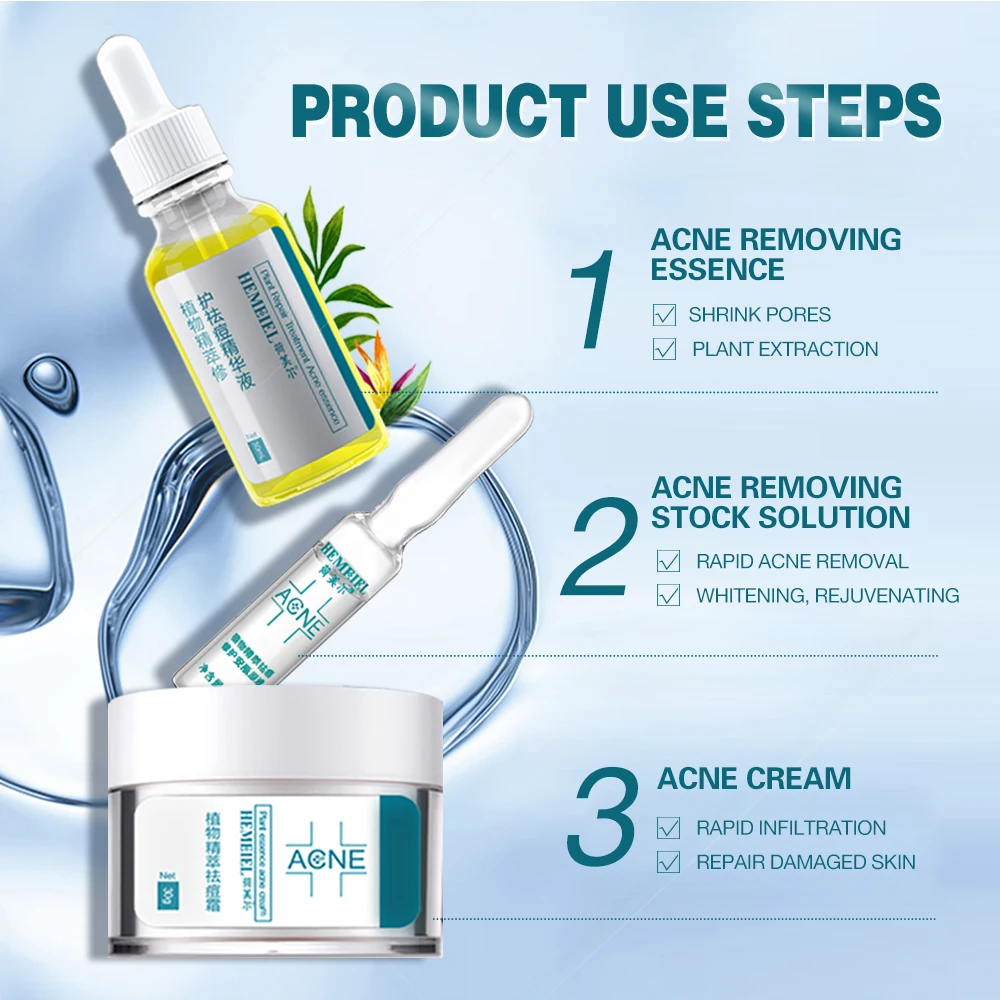 Hemeiel Face Cream Set for Ance Cream Remedy Treatment Korean Skin Care Face Moisturizer Facial Against Acne Essence