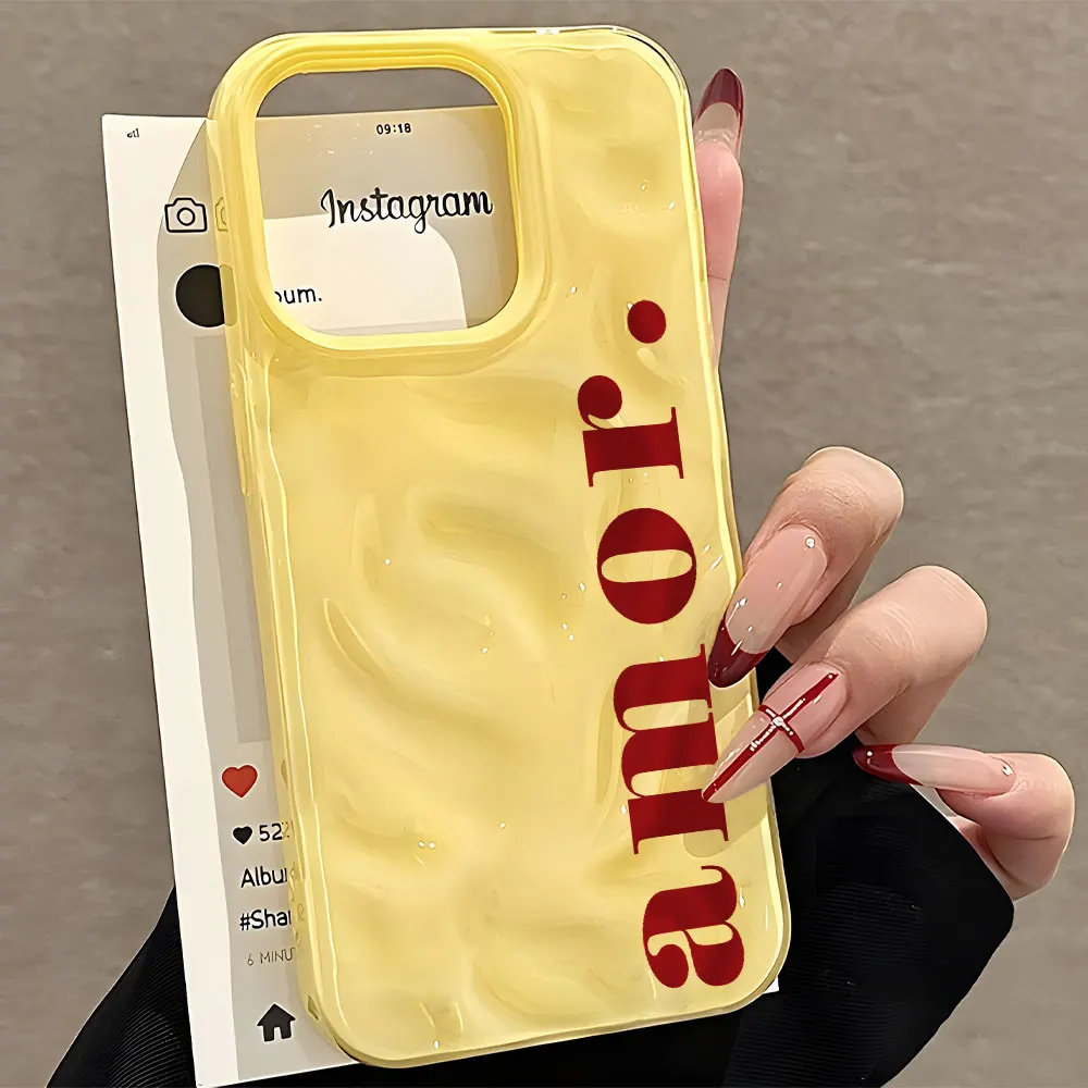 Minimalist Art Text Shockproof Wave Texture Phone Case
