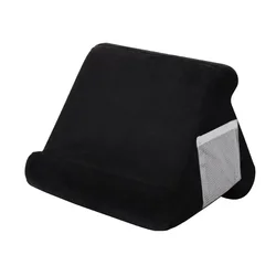 Versatile Plush Pillow Stand for Tablets, Smartphones, eReaders, and Books (Black)