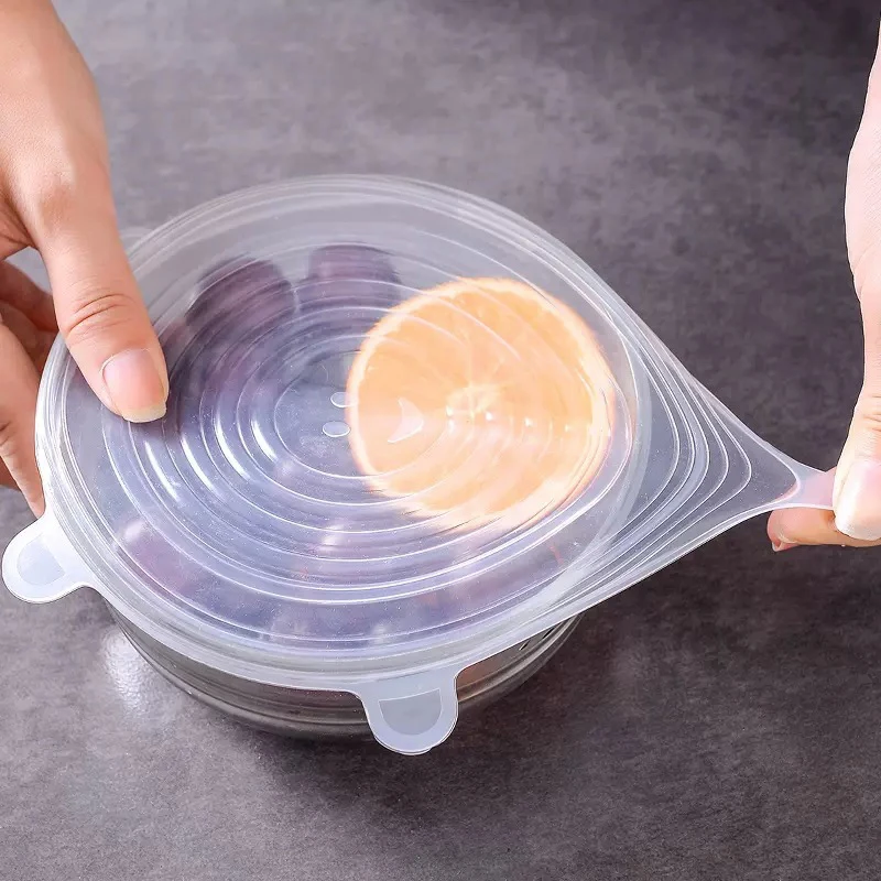 6pcs Silicone Covers Adaptable Silicone Lids Universal Dish Stretch Keeping Fresh Airtight Cover Food Lids For Kitchen food cover fresh keeping cover preservation cover