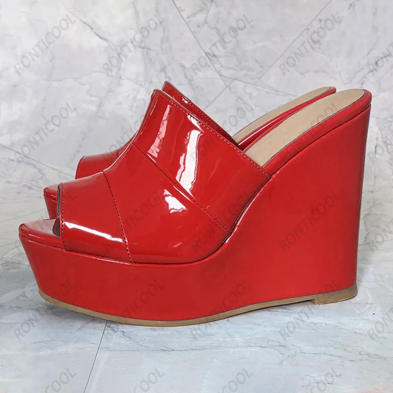 Ronticool New Arrival Handmade Women Shiny Mules Sandals