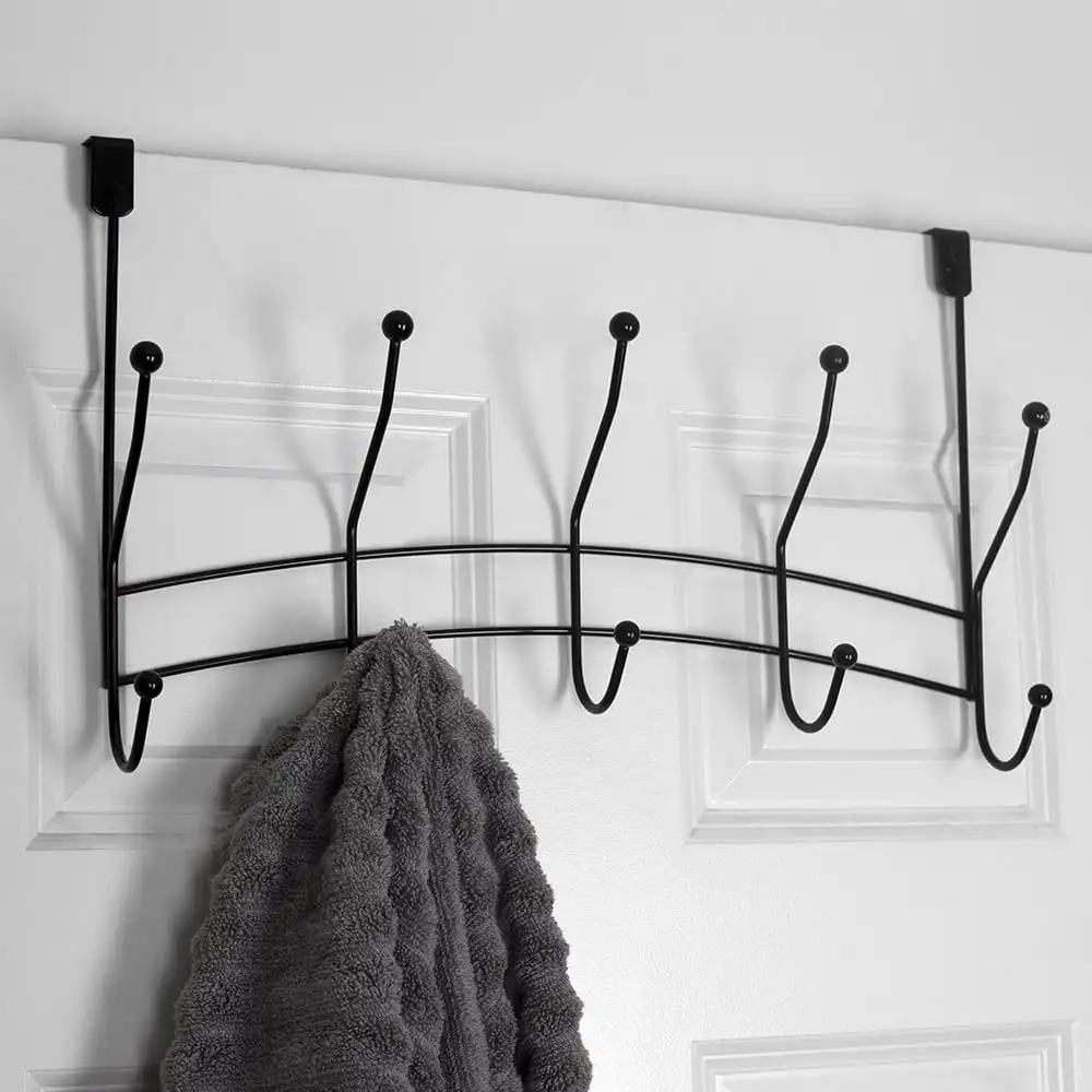 

Shelby 5 Hook Over the Door Hanging Rack, Black