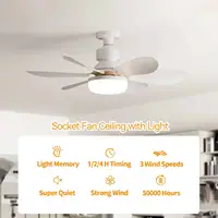 Ceiling Fans with Lights 20.5in 40W Socket LED Ceiling Fan for Garage Bathroom Bedroom Kitchen 2