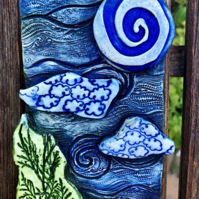 Csillagos Sky Ocean Garden Szobor Fali Művészeti Gyanta Dísz Ajtó Udvari Dekoratív Kézműves Természet Totem 2021 - Image 2