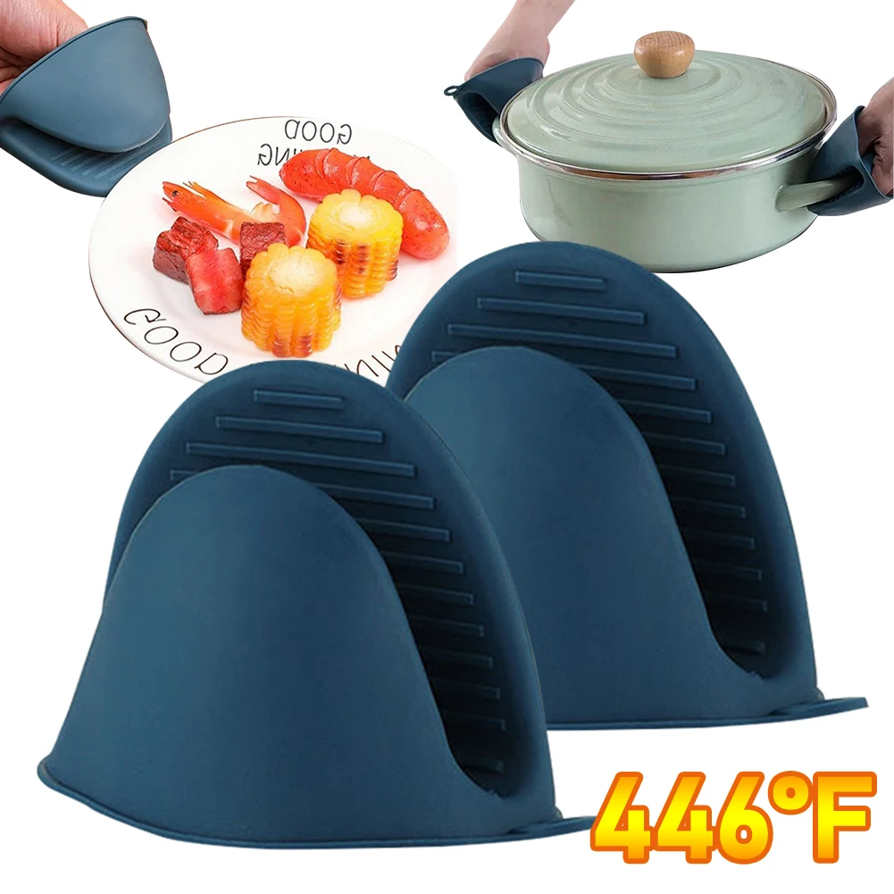 2 Guanti Da Forno In Silicone Antiscivolo | Mini Presine Per Dita | Grigio | Lavabili E Riutilizzabili
