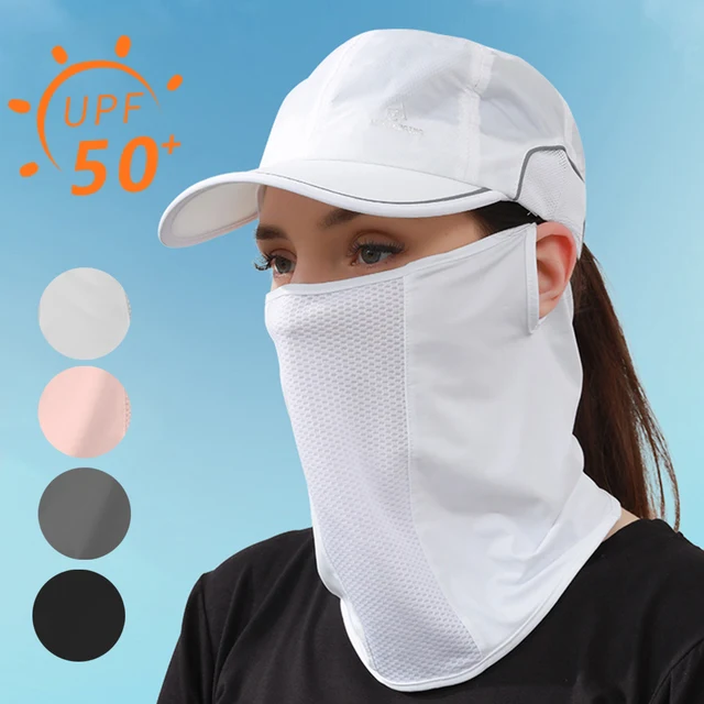 Summer UV Protection Ice Silk Mask Sun Proof Bib Solid Color Sunscreen Face Scarf Mesh Breathable Face Scarves Neck Wrap Cover 3