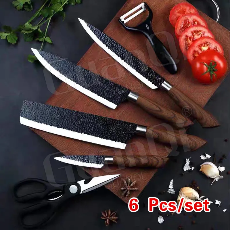 Topfeel Juego de 5 cuchillos de chef profesional, juego de cuchillos de  cocina alemanes de acero inoxidable de alto carbono alemán, juego de  cuchillos