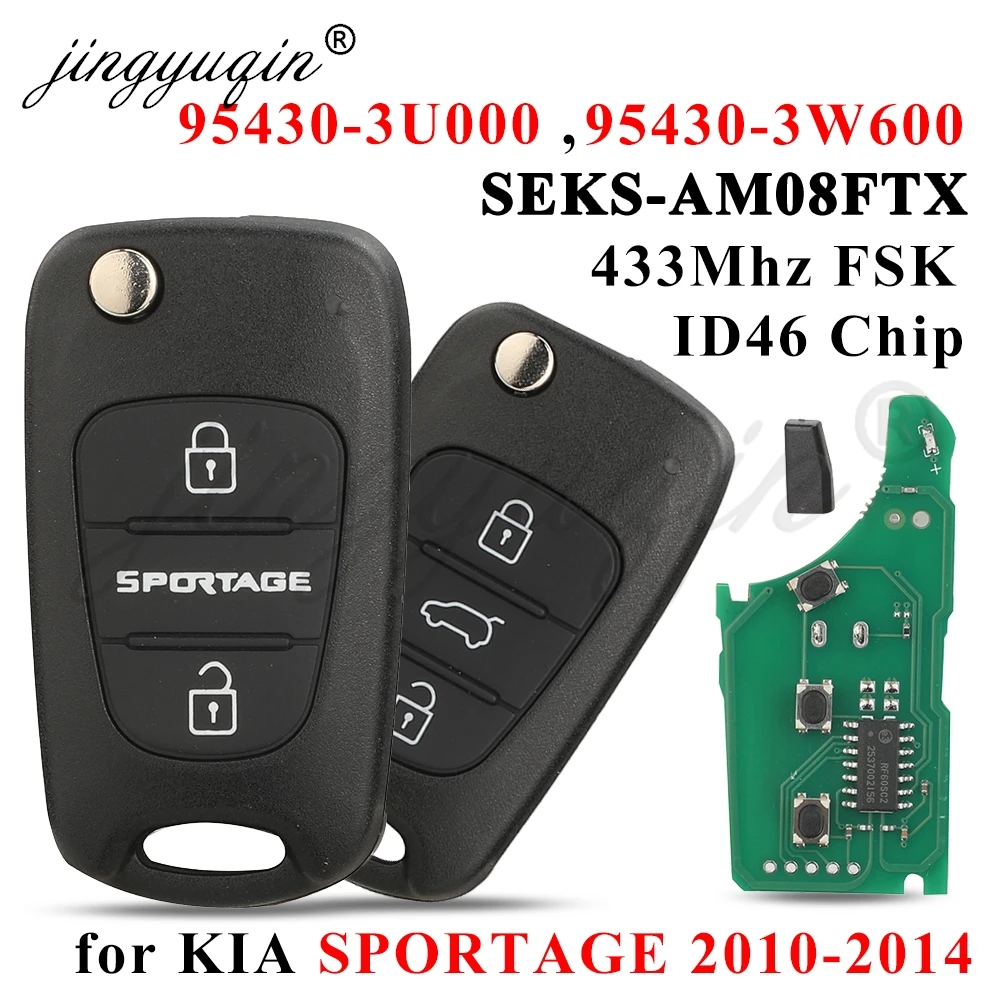 jingyuqin 433 MHz FSK ID46 Chip für Kia Sportage Klappbarer Fernbedienungs-Autoschlüssel 95430-3U000 3W600 SEKS-AM08FTX