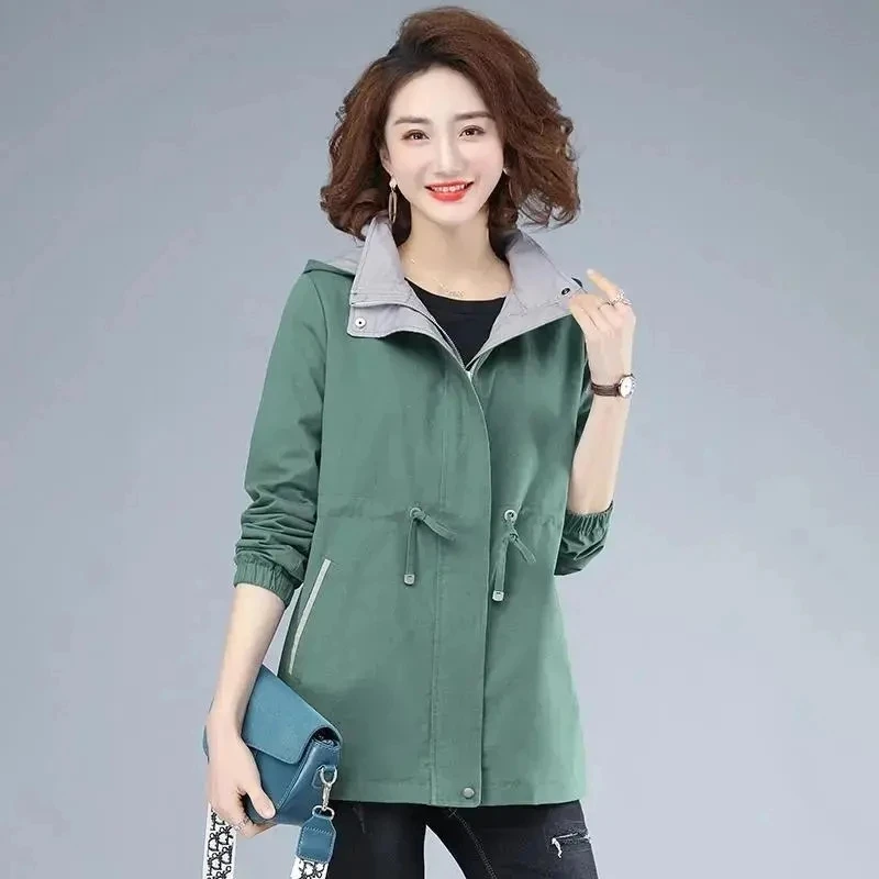 

Windbreaker Women's Jacket Hooded Casual Pocket Zipper Basic Coat Loose Outerwear Female Streetwear 2023 New Spring Autumn