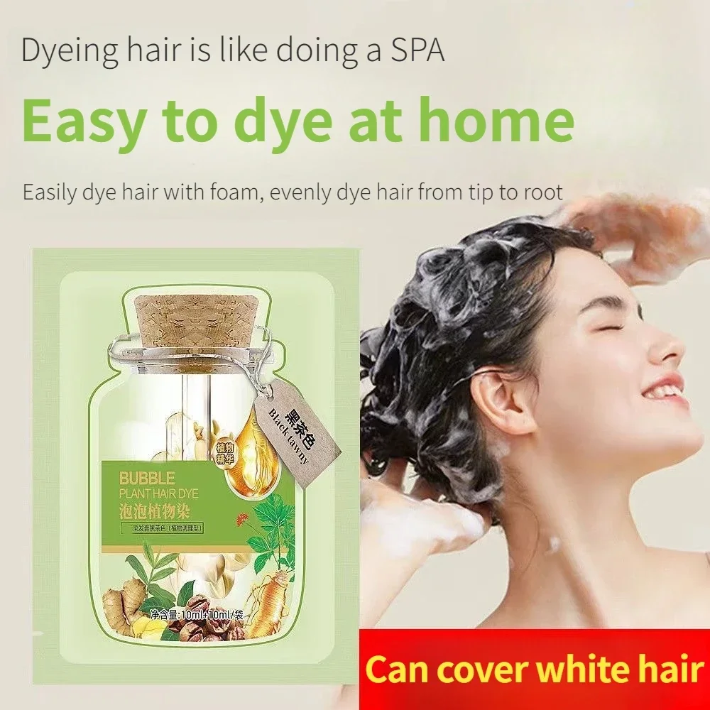 Hair Dye Shampoo Hair Shampoo 10pcs Bubble Natural Plant Long-lasting Hair Color