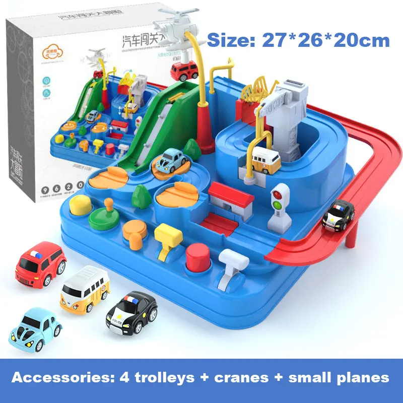 

Preschool Educational City Rescue Cartoon Car Race Track Big Adventure Puzzle Rail Car Coasting Magnetic Slot Toys For Kids