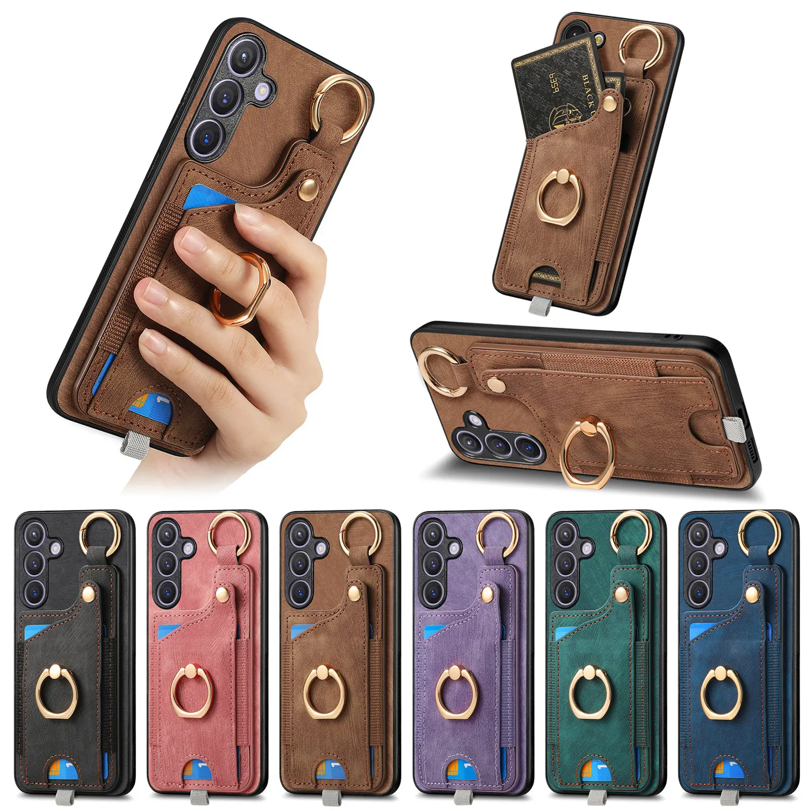 Premium Magnetic Leather Wallet Case - Universal Compatibility