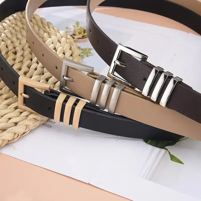 Women's Belt Minimalist Trendy Belt High End Authentic Casual Versatile Needle Button Belt Paired with Skirt Jeans Lady Belt New