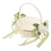 Wedding Ceremony Decoration Flower Girl Basket Rustic with Handle Petal Handheld Small Bowknot Fabric Stunning 3