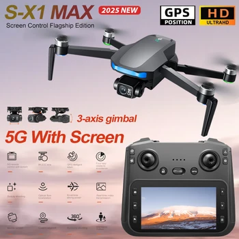 Nuovo S-X1 MAX GPS Drone Professionale 4K Macchina Fotografica 3 assi Gimbal Antenna FPV Brushless con Grande Schermo di Controllo Remoto Pieghevole Dron