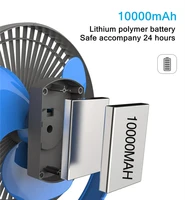 Ventilateur électrique sans fil USB pour la maison, la chambre, la table, batterie 10000mAh, portable pour les voyages en plein air, ventilateur de plafond à clip, 4 vitesses réglables 5
