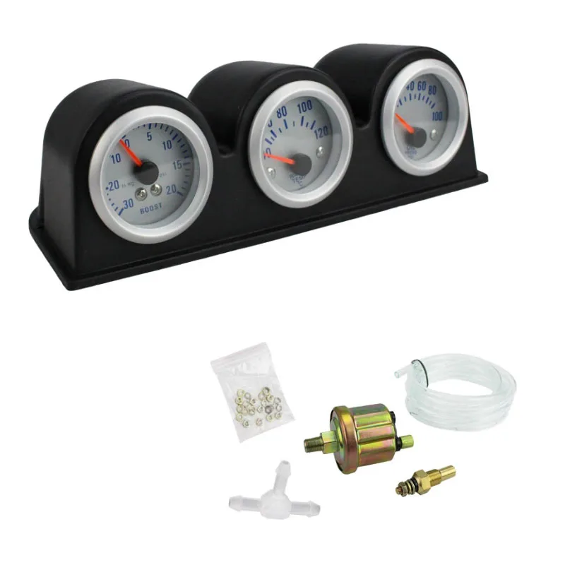 

1 Set 2 "52MM 3 in 1 Car Oil Pressure Meter Supercharger Meter Water Temperature Meter Car Accessories
