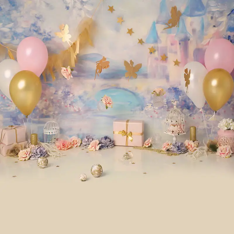 Newborn Baby Shower 1st Birthday Party Backdrop Decor Balloon Flower Floor Cake Smash Photography Background For Photo Studio