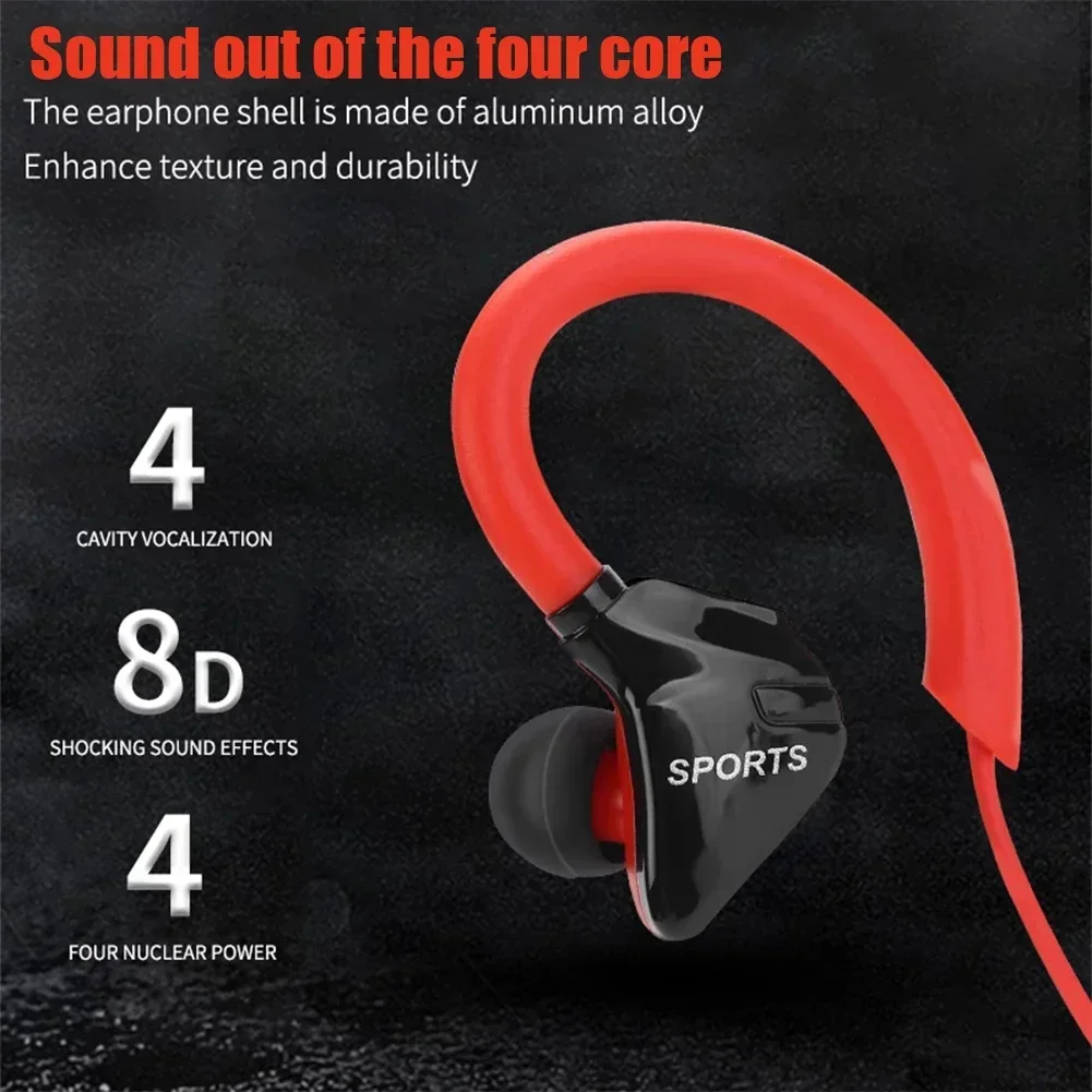 3.5mm Ear Hanging Sport Earphone 1.25m Ear Hook Wired Headphone for iPhone Samsung MP3 Smartphone In-Ear Headsets with Built-in 4