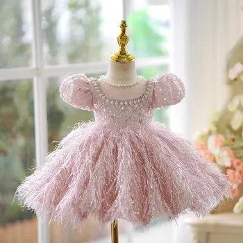 Abito da bambina di lusso leggero, abito da principessa di alta gamma per bambine, abito da compleanno per bambina, abito per esibizioni di pianoforte