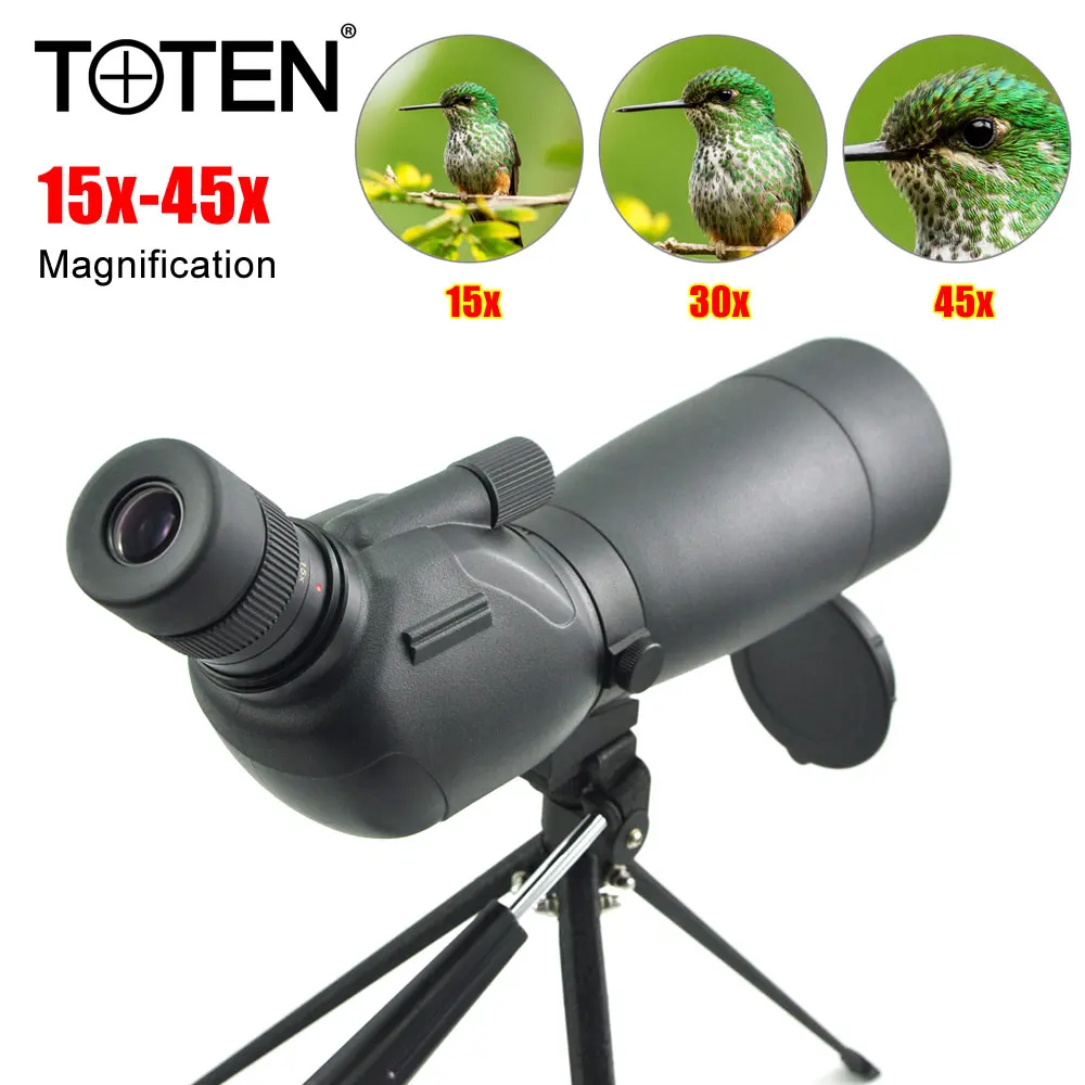 

TOTEN Zoom 15-45x60 Bak4 FMC Spotting Scope Long Range Powerful Monocular Birdwatching Camping Equipment Telescope With Tripod