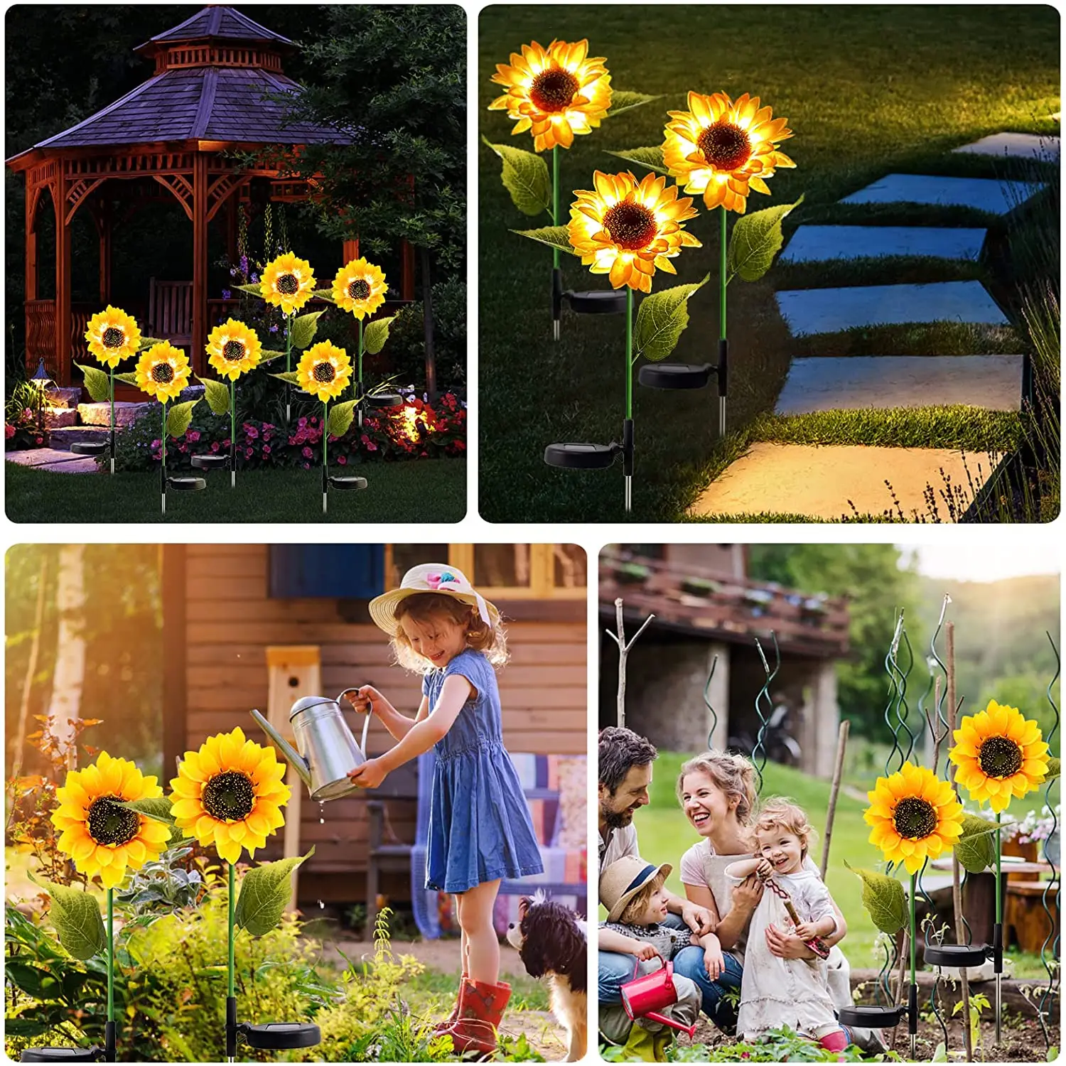 solar camping lights Solar Led Lights Outdoor Sunflower Lamp Waterproof Outdoor Garland Solar Powered Patio Light For Garden Camping  Walkway Decor indoor solar lights