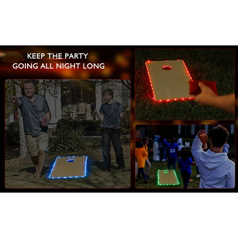 GTBL 2PCS Set LED Cornhole Lights, 16 Colors Remote Control Cornhole Board Lights, for Family Bean Bag Toss Cornhole Game spotlight lighting