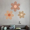 Flower Wall Sign Set of 3 Bohemian Rattan Flower Hanging Plaques for Nursery Living Room Wall Decoration Ornament 2