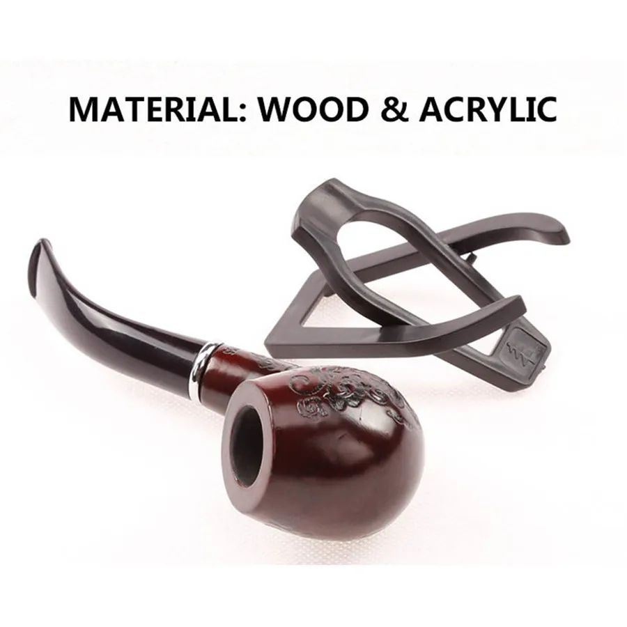 Handmade 14.5cm Length Classic Bent Wooden Smoking Pipe With Beautiful Carve Patterns Smoking Tobacco Dry Herb Pipes 4