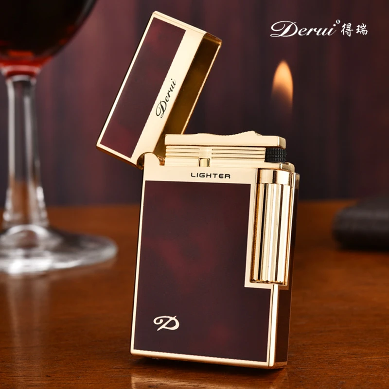 Genuine Business Highend Lighter Gas Inflatable Open Flame Metal Sideslip Cigarette Lighter