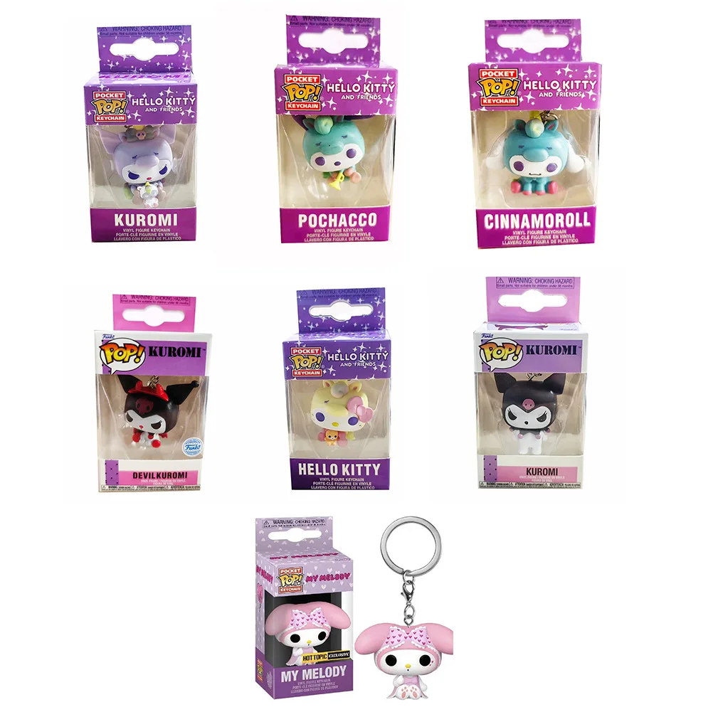 Funko Pop Melody Kuromi Katie Cat Unicorn Party Big Ear Dog Pocket Portachiavi Modello Da Collezione Giocattoli Per Bambini Regalo Di Natale