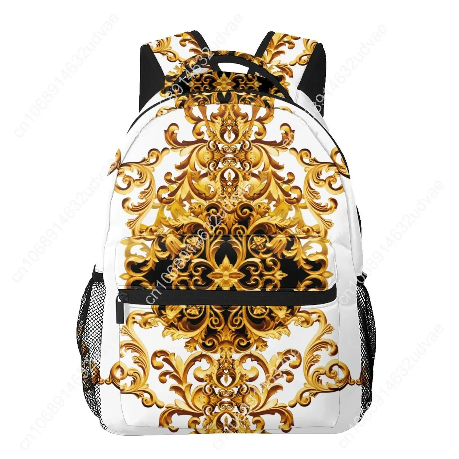 Female Backpack  Women Golden Baroque Backpack College School Bagpack Travel Shoulder Bags For Teenage Girls